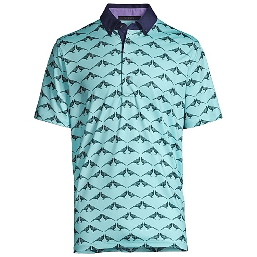 Greyson Teal and Purple Graphic Polo Shirt